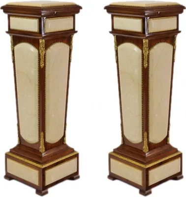 Produktbild von Casa Padrino Barock Säulen Set Mahagoni / Creme mit Marmorbesatz (2 Stk) Interior