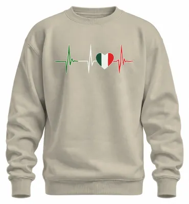 Immagine prodotto di Felpa o maglione con motivo del cuore, elettrocardiogramma e bandiera italiana, ideale per i fan, taglia XXL, stile naturale