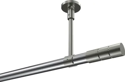 Produktbild von Interdeco Gardinenstange / Vorhangstange Chrom / Edelstahl-Optik, Typ Sonette Elanto (Rillenzylinder) ohne Ringe, Deckenmontage, 20 mm Ø 1-läufig, 540 cm