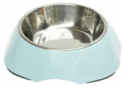 Produktbild von Melamin Futternapf mit Edelstahleinsatz, Farbe:Blau, Fassungsvermögen:180 ml