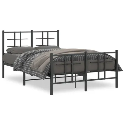 Image de vidaXL Cadre de lit avec tête et pied de lit en métal noir 120x190 cm
