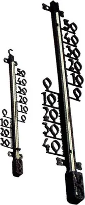 Two outdoor thermometers displayed against a white background.