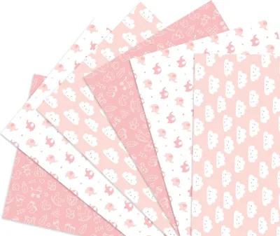 Produktbild von Geschenkpapier Baby Mädchen Geburt Taufe, 6 Bögen Kinder Geschenkpapier, DIN A2 Motiv-Papier, Geschenkverpackung zur Geburt Taufe Mädchen