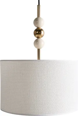 Produktbild von BELIANI Hängeleuchte Messing u. Beige Metall mit Stoffschirm Trommelform 1-Flammig Langes Kabel Modern Beleuchtung Leuchte Esszimmer Wohnzimmer