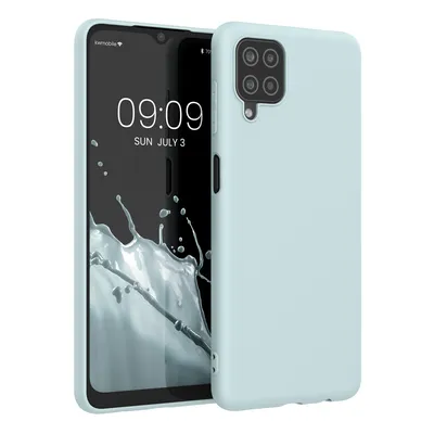 Productafbeelding van kwmobile hoesje, compatibel met Samsung Galaxy A12, zachte TPU siliconen hoes - beschermhoes geschikt voor draadloos opladen - koele mintkleur