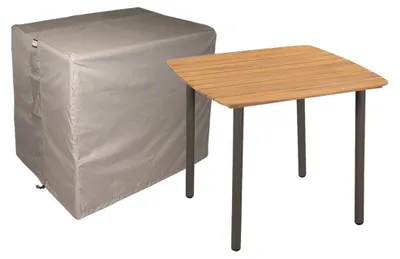 Produktbild von Raffles Covers Raffles Covers Gartentisch-Schutzhülle | Atmungsaktiv | Wasserdicht | UV-beständig | Doppelnähte | Elastischer Kordelzug - Farbe: Taupe, Masse: 80 x 70