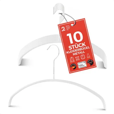 Produktbild von MAWA Kleiderbügel, 10er-Set, rutschfest, 36 cm, Weiß, platzsparend & drehbar