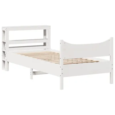 Image de vidaXL Lit en bois massif avec tête de lit blanc 90x200 cm pin