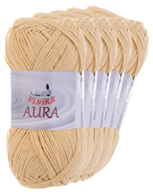 5 x 100g Aura unifarben Sommergarn Häkelgarn Strickgarn Baumwolle Leinen vanille