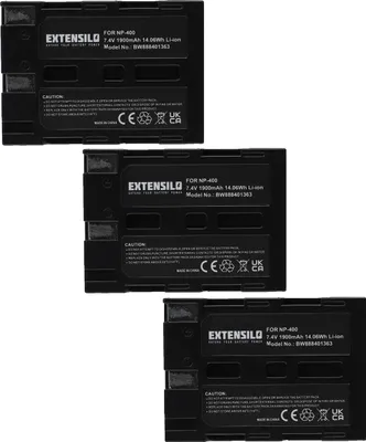 Produktbild von EXTENSILO 3x Akku kompatibel mit Pentax K10D, K20D Kamera (1900 mAh, 7,4 V, Li-Ion)