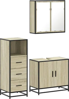 Produktbild von vidaXL 3-tlg. Badmöbel-Set Sonoma-Eiche Holzwerkstoff