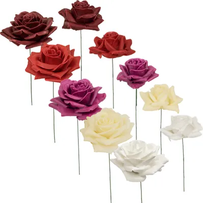 Produktbild von Wachs-Rosen als dauerhaft haltbare Textil-Rosen mit Wachs-Blüten, 118_Farbe:Weiß, 119_Größe:4x 11 cm