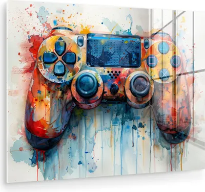 Produktbild von MuchoWow Glasbilder - Bilder auf Wandbild - Foto auf Glas Kinder- und Jugendzimmer - Spiele - Gamecontroller 80x60 cm Wanddekoration aus Glas - Acrylglasbild - Acrylbilder - Wanddekorationen