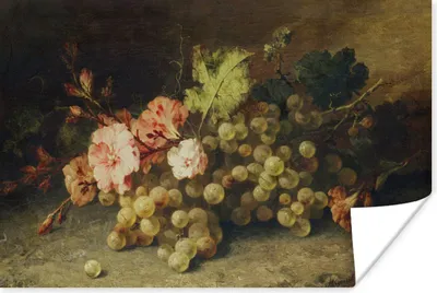Produktbild von MuchoWow® Poster Obst - Stilleben mit Weintrauben - Alte Meister 60x40 cm - Schlafzimmerdekoration