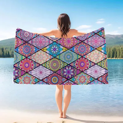 Produktbild von Strandhandtuch Mikrofaser 180x90 cm Schnelltrocknend Saugfähig Reise Badetuch