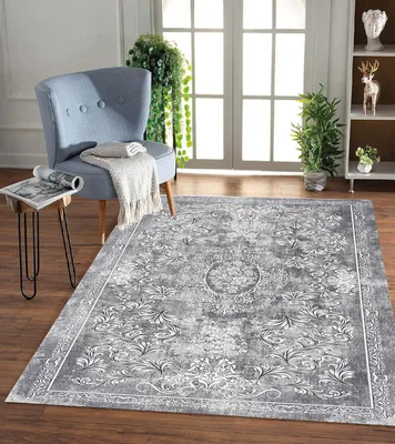 Produktbild von Dinarsu Waschbarer Teppich 1126-Grey 4mm 6x Größen Läufer Grau : 80x150 cm