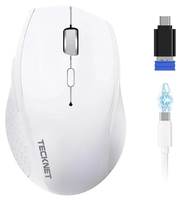 Immagine prodotto di Mouse Bluetooth PRO, wireless, 2 connessioni Bluetooth, 5.0, 2400 MHz, 6400 DPI, mouse wireless, colore bianco