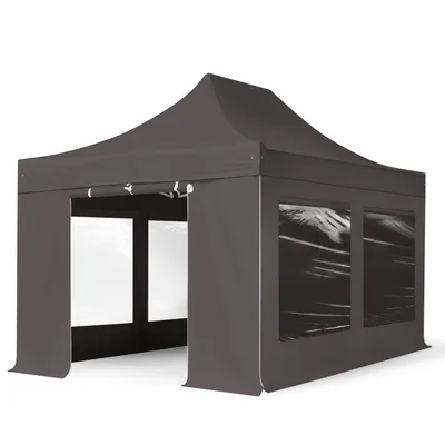 Produktbild von TOOLPORT 3x4,5m Aluminium Faltpavillon, inkl. 4 Seitenteile, dunkelgrau