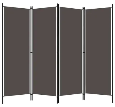 Image de Cloison d'intérieur - Paravent 4 panneaux - 200x180 cm - Structure en fer - Tissu en polyester - Pliable - Gris clair