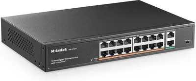 Productafbeelding van Gigabit PoE-switch 16 poorten met 2 uplink en 250 W - Niet-beheerde Rackmount Ethernet-switch