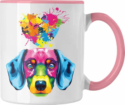 Produktbild von Trendation - Dackel Herz Farbe Besitzer Tasse Geschenk Lustiger Spruch Geschenkidee Dackel Liebhaber (Rosa)