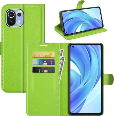 Produktbild von König Design Hülle kompatibel mit Xiaomi Mi 11 Lite Kunstleder Handyhülle - Handy Case Grün