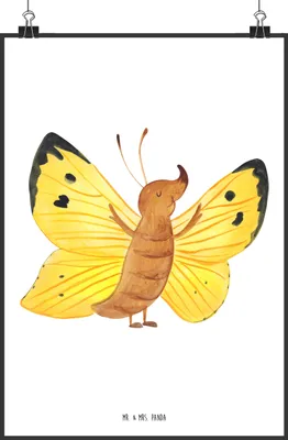 Produktbild von Mr. & Mrs. Panda Bild Schmetterling Zitronenfalter DIN A2 - Weiß - Geschenk, wanddeko, Besonders, Kunstdruck, Wandbild, Lustige Sprüche, Liebe, Schmetterlinge, drucke