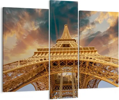 Produktbild von Bild auf Leinwand - Leinwandbild - Eiffle Architektur Paris - 95x80cm - Wand Bild - Wanddeko - Leinwanddruck - Bilder - Kunstdruck - Wanddekoration - Leinwand bilder - Wandkunst - CB95x80-2437