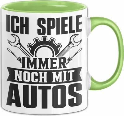 Produktbild von Kfz Mechaniker Tasse Geschenk Kfz Meister Geschenkidee Ich Spiele Immer Noch Mit Autos Männer Kaffee-Becher (Grün)