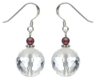 Produktbild von Ohrringe Ohrhänger aus Bergkristall & Granat 925 Silber Ohrschmuck für Damen