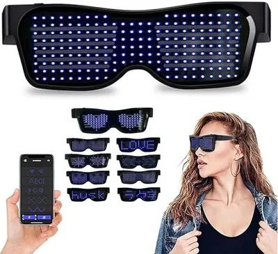 LED-Brille mit Bluetooth, 200 LEDs, 4 Modi, wiederaufladbar, blau