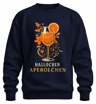 Productafbeelding van Hallo! Aperol Spritz, zomerdrank, cocktail met sinaasappellimoen, uni sweatshirt, trui, marineblauw, maat 3XL