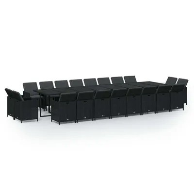 Produktbild von 21-tlg. Garten-Essgruppe mit Kissen Poly Rattan Schwarz