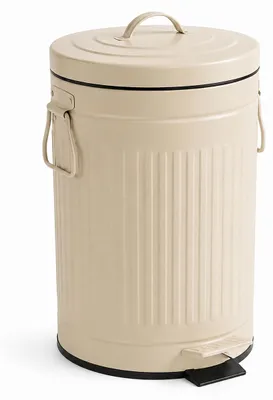 Produktbild von Relaxdays Mülleimer, 12 Liter, Küche, Bad, entnehmbarer Inneneimer, Fußpedal, Softclose, Metall, Tretmülleimer, beige