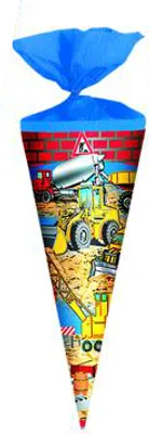 Produktbild von Schultüte / Zuckertüte / Länge: 25cm / rund / "Baustelle"
