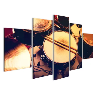 Produktbild von islandburner Bild Bilder auf Leinwand Drums konzeptionelles Bild. Bild von Trommeln und Trommelstöcken Schlagzeug Wandbild Leinwandbild Poster DMN