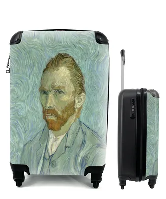 Produktbild von MuchoWow® Koffer Handgepäck Trolley Rollkoffer Kleine Reisekoffer mit 4 Rollen - Selbstporträt - Vincent van Gogh - Cabin Size < 55x40x23 cm & 55x40x20 cm - Fotokoffer - Kabinenkoffer - Boardgepäck - Reise-Box - Reisekoffer - Reisegepäck - Koffer mit Bild - Trolley für Kinder