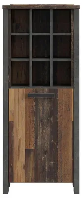 Stehtisch Bartisch CLIF in Old Wood Vintage mit neun Glassfeldern oben und Holzfronten unten in Gesamtansicht.