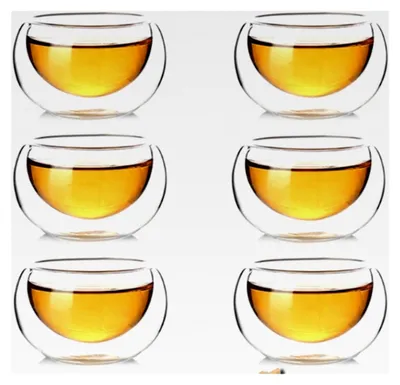 Produktbild von Transparente doppelwandige Kaffeetassen aus Glas, Isolierglas, hitzebeständig, 50 ml, 10er Set
