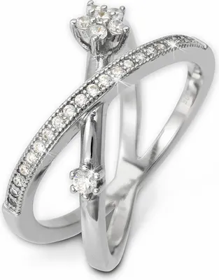 Image de SilberDream Bague Zirconia 925 Argent Gr. 52 Double blanc Femme Bijoux GSR400W52