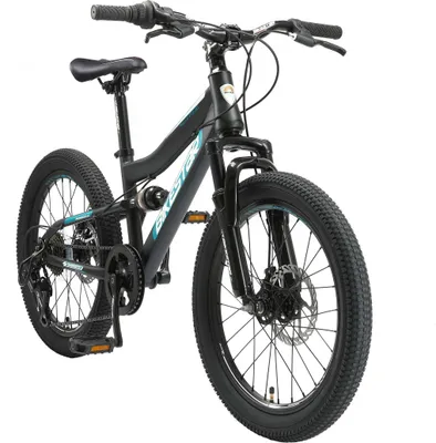 Produktbild von BIKESTAR Kinder Fully Mountainbike 20 Zoll ab 6 Jahre | 7 Gang Shimano, Scheibenbremsen | Schwarz