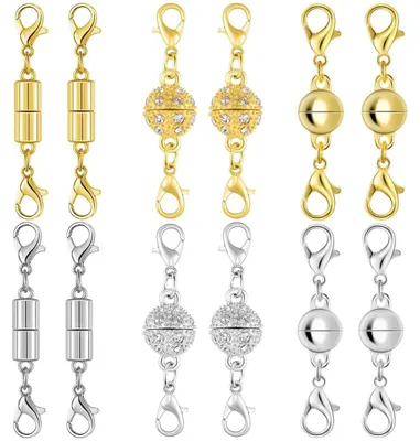 Magnetverschluss 12 Stück, doppelter Karabiner, Gold und Silber