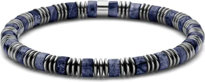 Produktbild von Frank 1967 - 7FB-0788 - Herren Perlenarmband mit Stahlkomponenten - Sodalith, Hämatit - blau - 19 cm