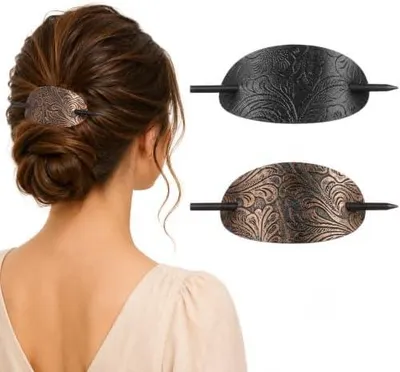 Produktbild von 2St Haarnadel Haarschmuck für Frauen Haarstäbe für Frauen Haarspangen für Damen Lederspange mit Stock Haarspange aus Leder mit Stab Pferdeschwanzhalterstift Haarstock Holz
