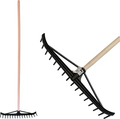 Image de Râteau Longbow, pour foin, 16 dents, en plastique, pour feuilles, manche en bois