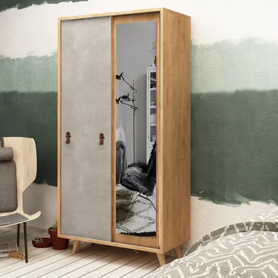 Produktbild von Skye Decor, Rana, Kleiderschrank, Eiche, 100 % MELAMINBESCHICHTETE SPANPLATTEN, 100 x 60 x 190 cm