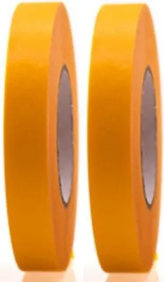 Image de 2 rouleaux de ruban adhésif professionnel doré 50 m x 15 mm - Ruban de masquage pour peintres - Crêpe pour intérieur et extérieur - Crêpe de peintre - Ruban adhésif polyvalent pour travaux de peinture
