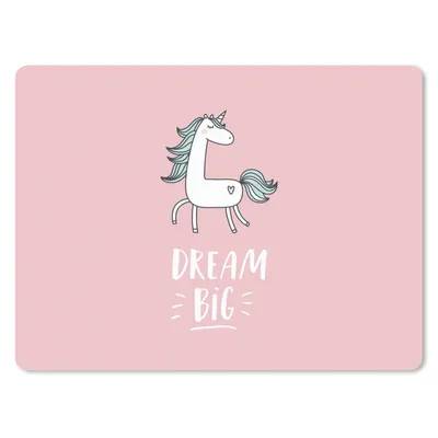 Produktbild von MuchoWow® Mauspad Mousepad Einhorn - Kinder - Zitate - Große Träume - Mädchen - Rosa 40x30 cm - Mousepads - Maus Mat - Pad - Mausunterlage - Anti Rutsch
