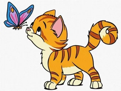 Produktbild von Malen nach Zahlen – Katze und Schmetterling 30 x 40 cm – Ideyka