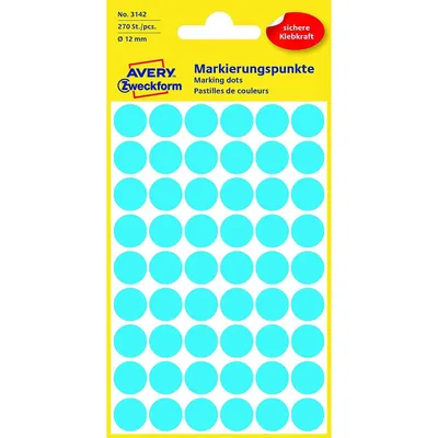 Zdjęcie produktu dla Avery 3142, Niebieski, Okrągły, Papier, 54 szt., 5 ark., 1,2 cm